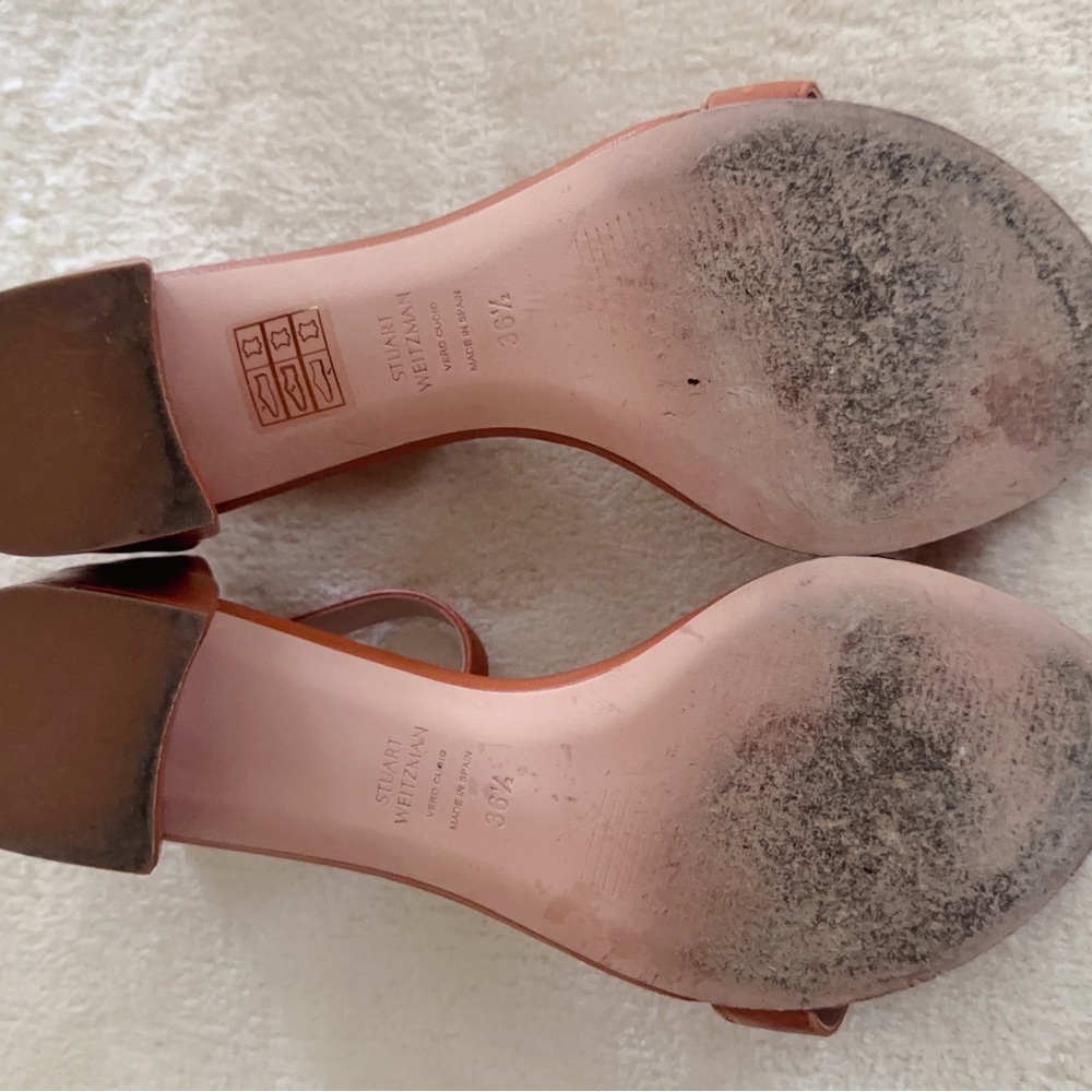 Stuart Weitzman Brown Leather Simple Ankle Strap … - image 5